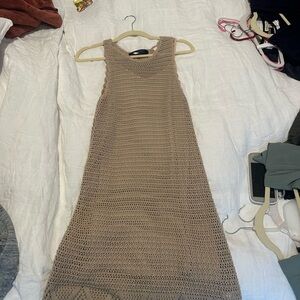 Blue Rain Tan Crochet Dress